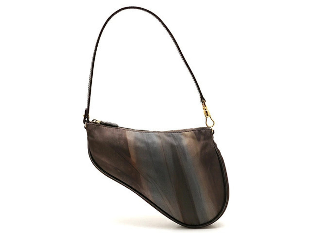 Christian Dior bag saddle Pouch Clutch handle brown gray
